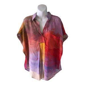 ANTHROPOLOGIE BL-NK Carmel Tie - Dye Blouse Size S Blank Bl^nk NWOT